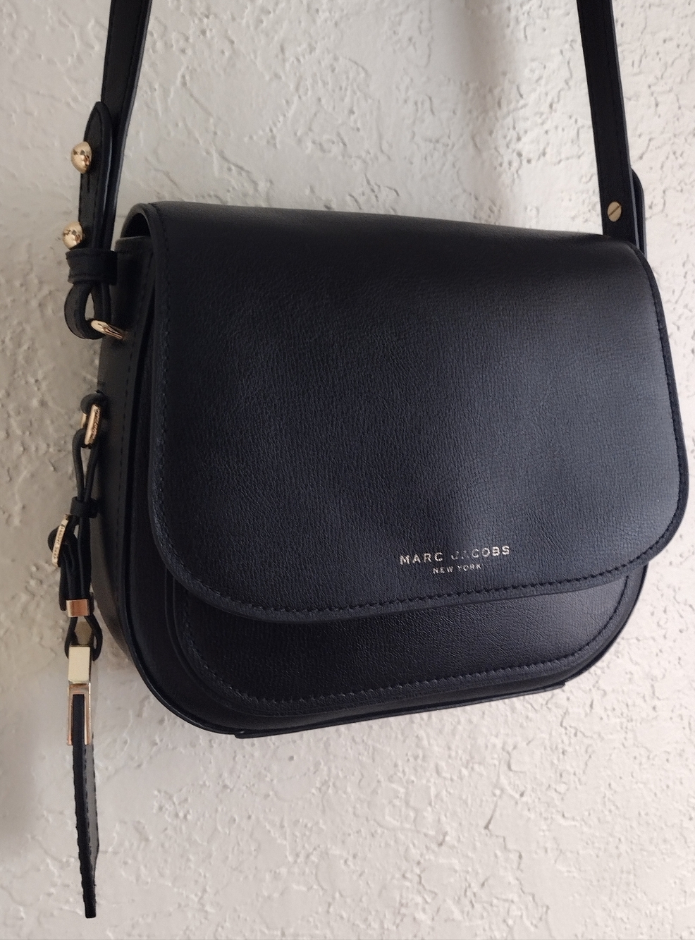 Marc Jacobs Mini Rider Black Leather Crossbody Bag With Gold Hardware - Picture 3 of 16